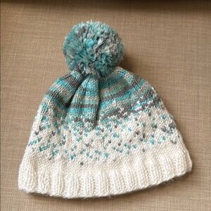 Cozy Ombré Sprinkles Knit Pom-Pom Beanie for Kids - White and Blue